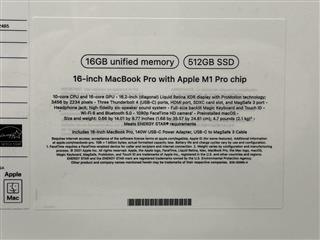 APPLE MACBOOK PRO MK1E3LL/A 16GB RAM 512GB SSD APPLE M1 PRO CHIP 16